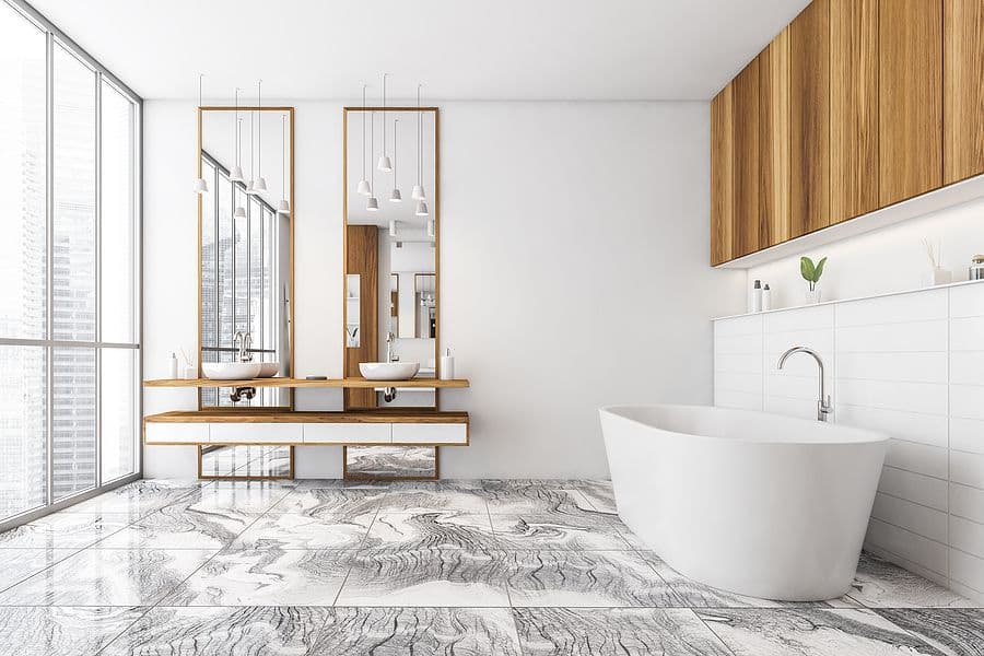 White and Wooden Bathroom